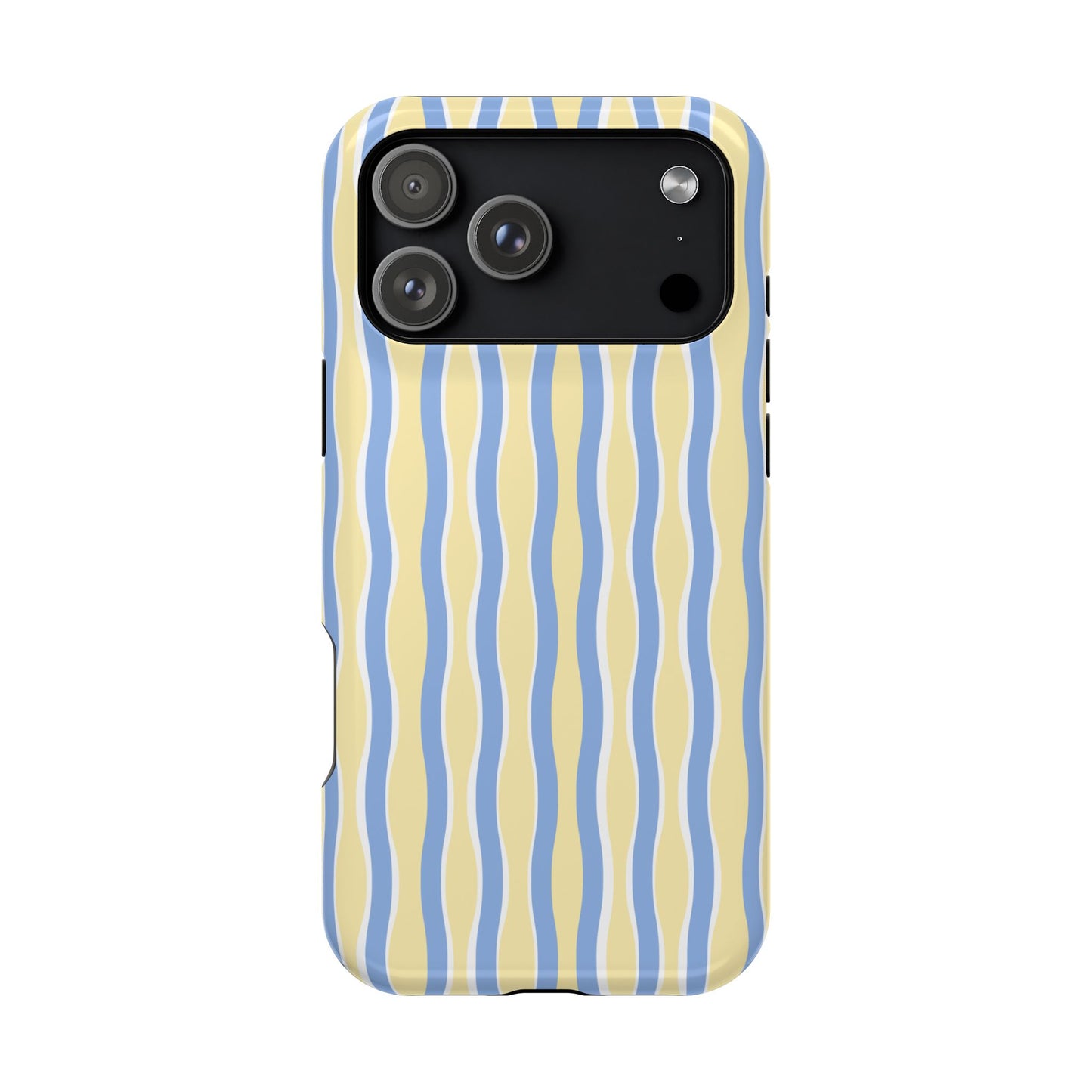 Yellow & Blue Wavy Thin Stripes