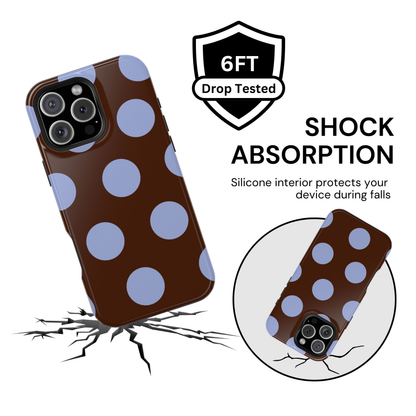 Chocolate Blue Large Polka Dots