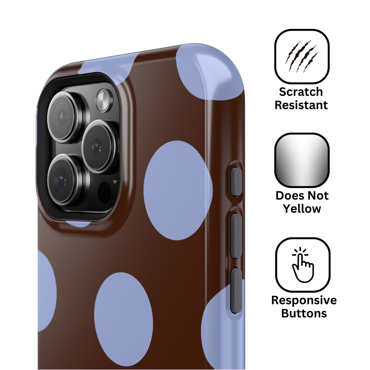 Chocolate Blue Large Polka Dots