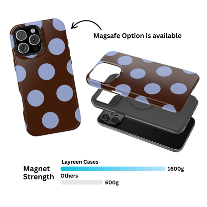 Chocolate Blue Large Polka Dots