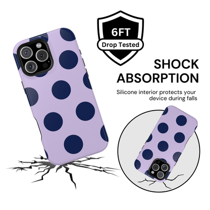 Lavender Navy Large Polka Dots