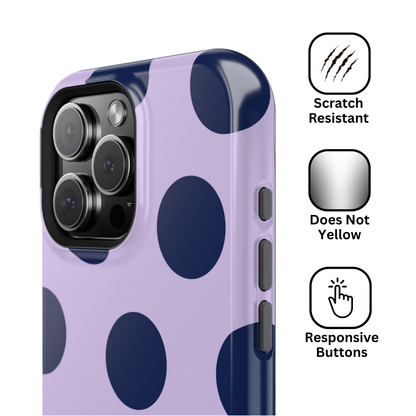 Lavender Navy Large Polka Dots