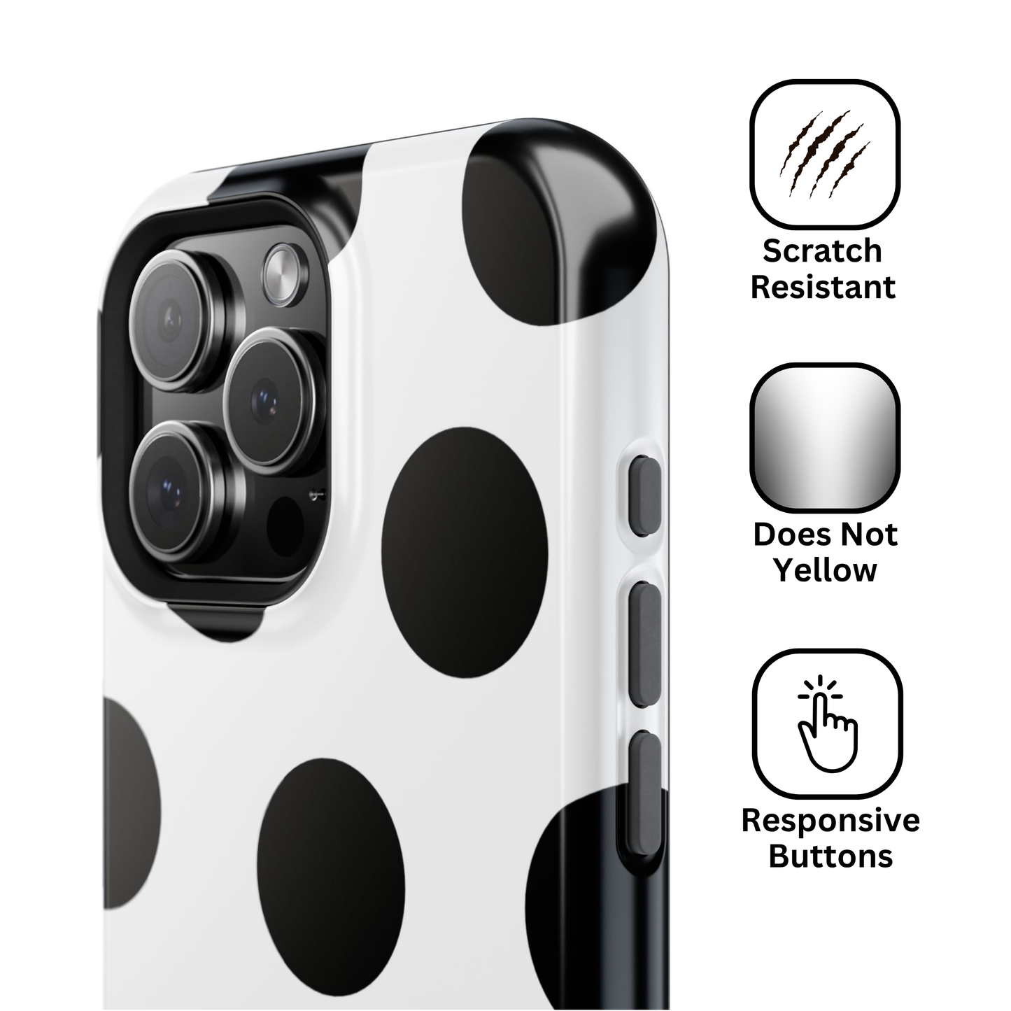 White Black Large Polka Dots