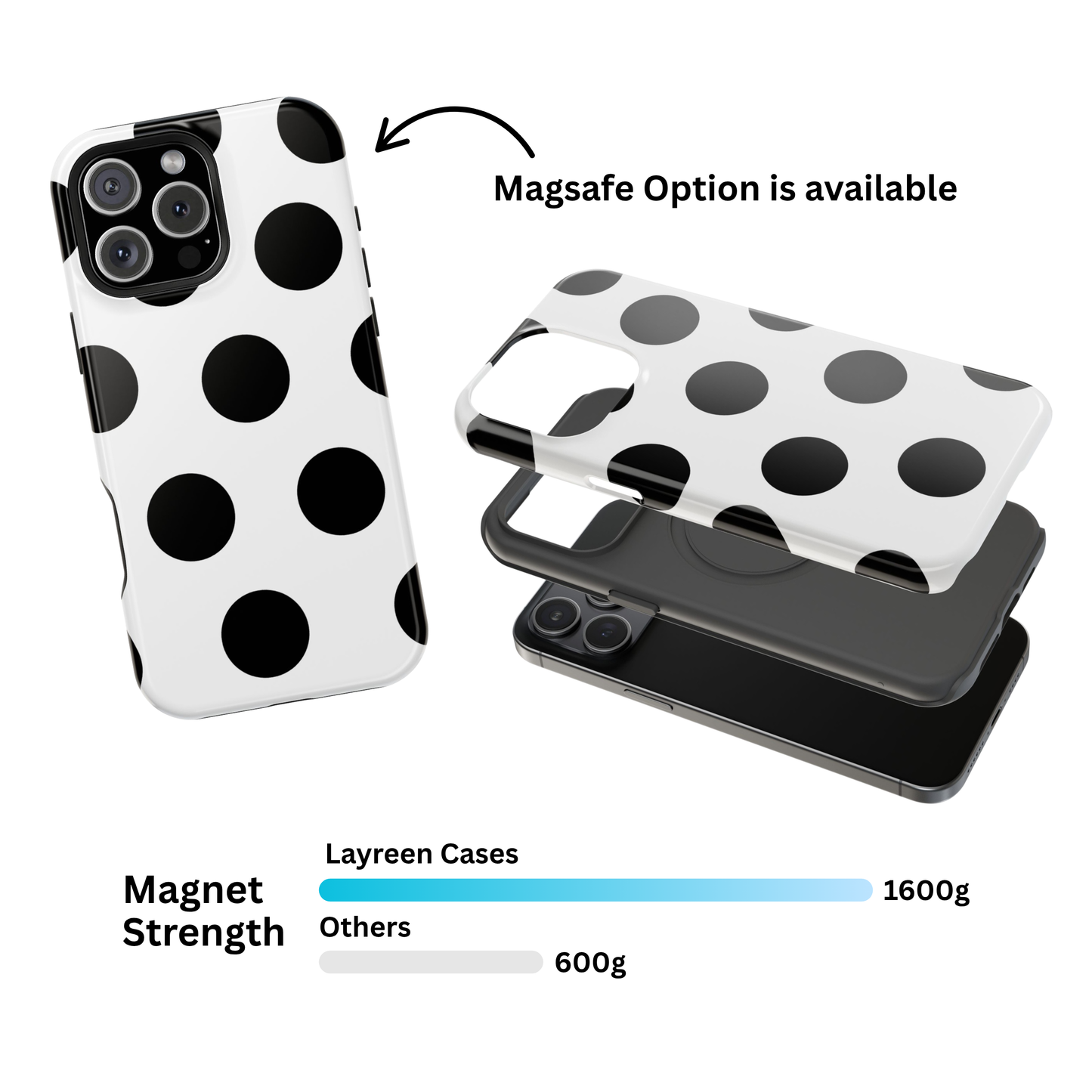 White Black Large Polka Dots