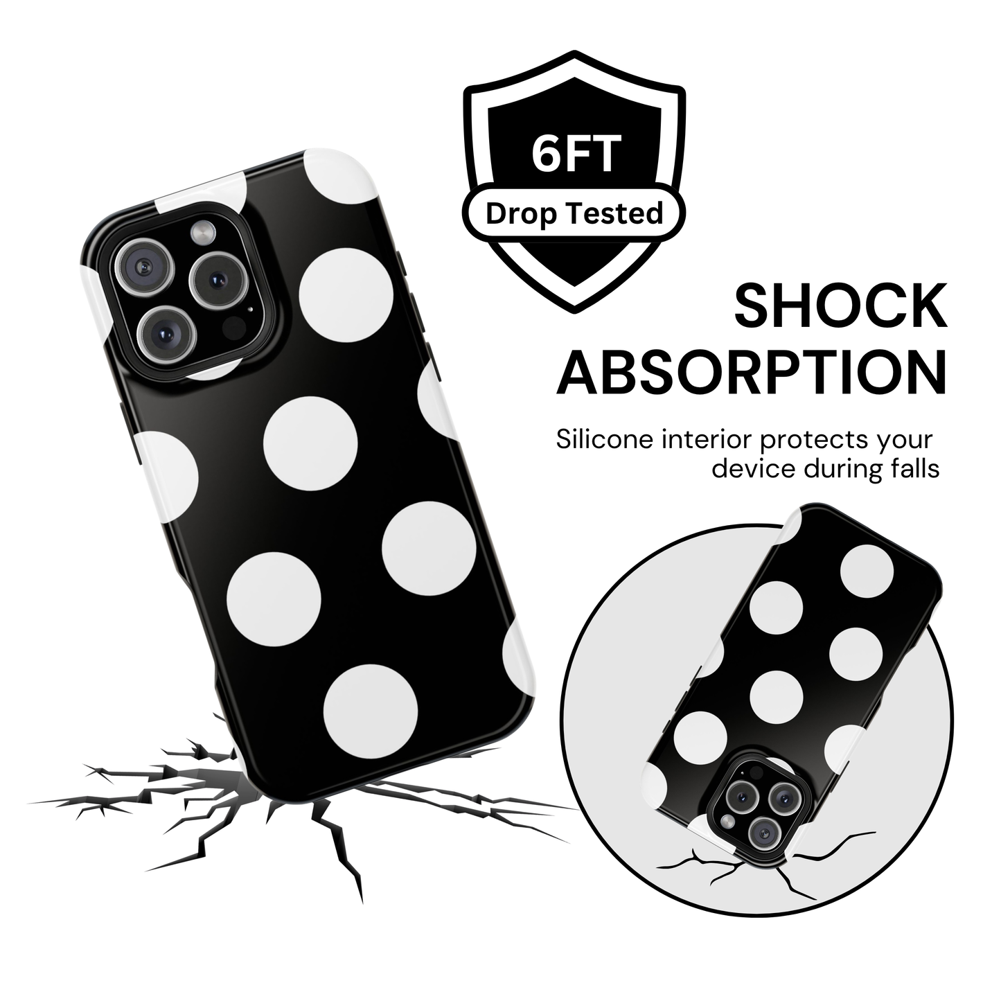 Black White Large Polka Dots