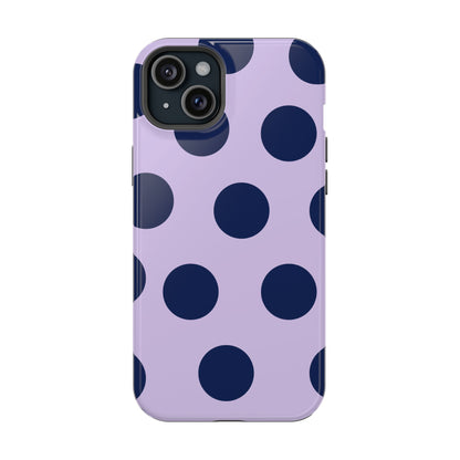 Lavender Navy Large Polka Dots