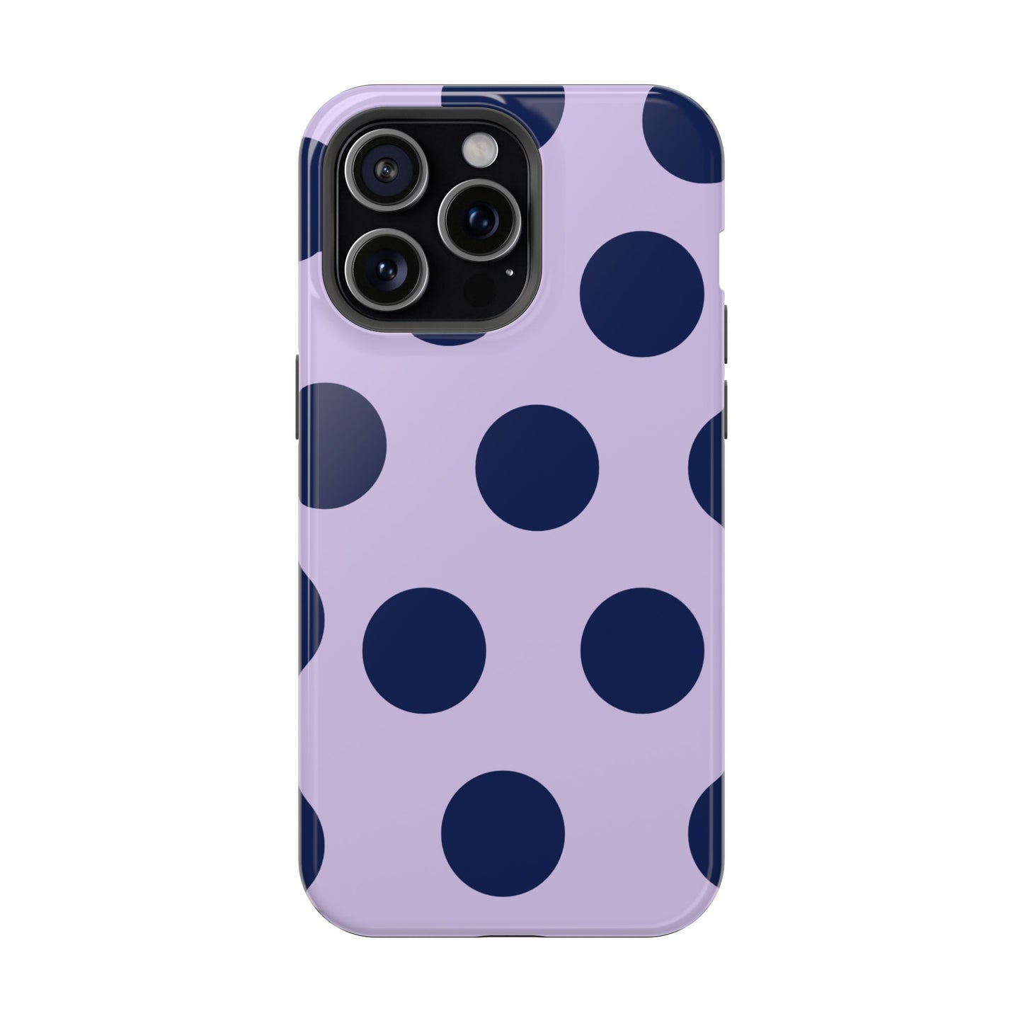Lavender Navy Large Polka Dots