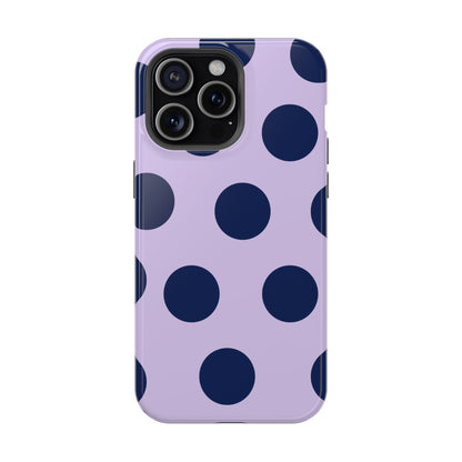Lavender Navy Large Polka Dots