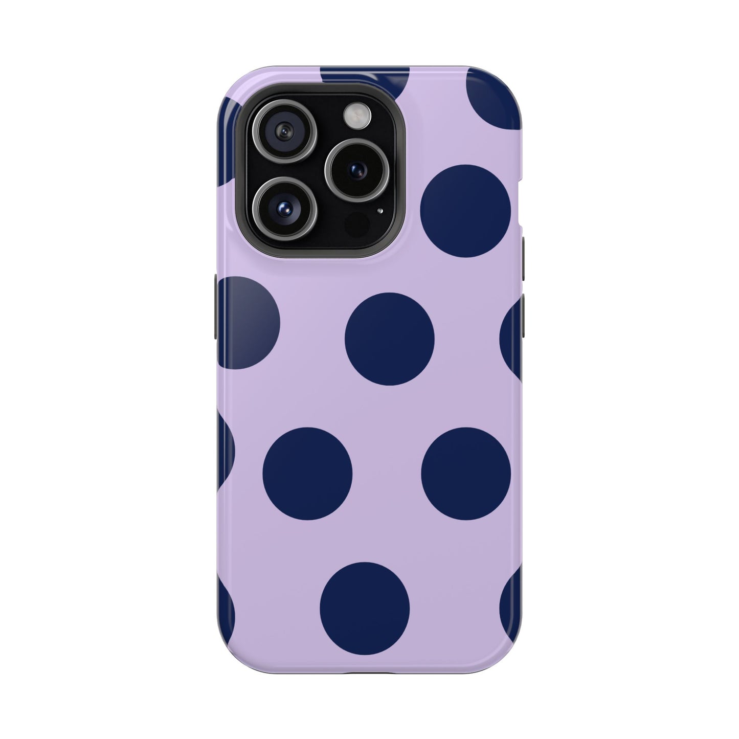 Lavender Navy Large Polka Dots