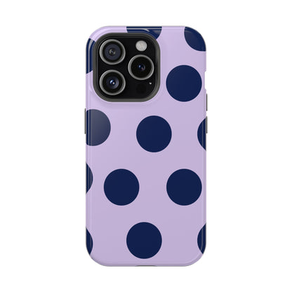 Lavender Navy Large Polka Dots