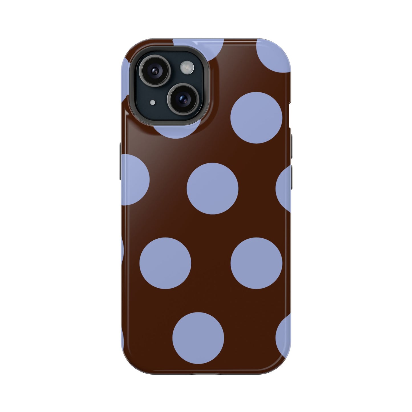 Chocolate Blue Large Polka Dots