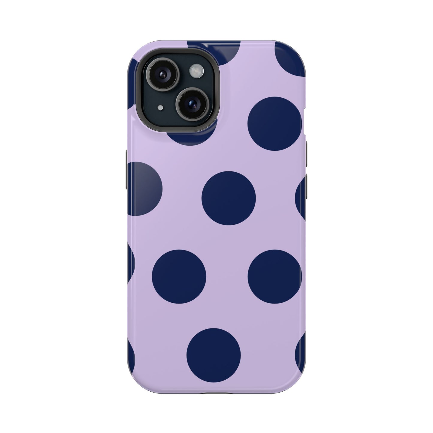 Lavender Navy Large Polka Dots