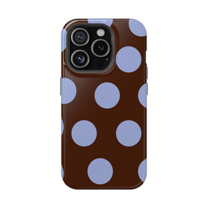 Chocolate Blue Large Polka Dots
