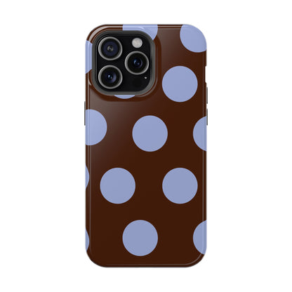 Chocolate Blue Large Polka Dots