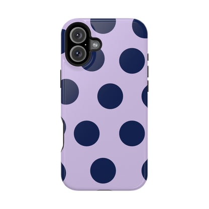 Lavender Navy Large Polka Dots