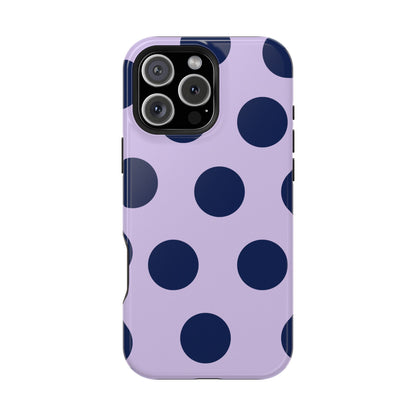 Lavender Navy Large Polka Dots