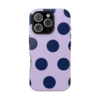 Lavender Navy Large Polka Dots