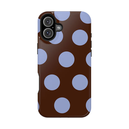Chocolate Blue Large Polka Dots