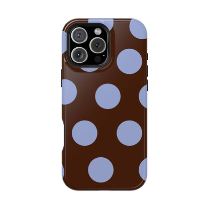 Chocolate Blue Large Polka Dots