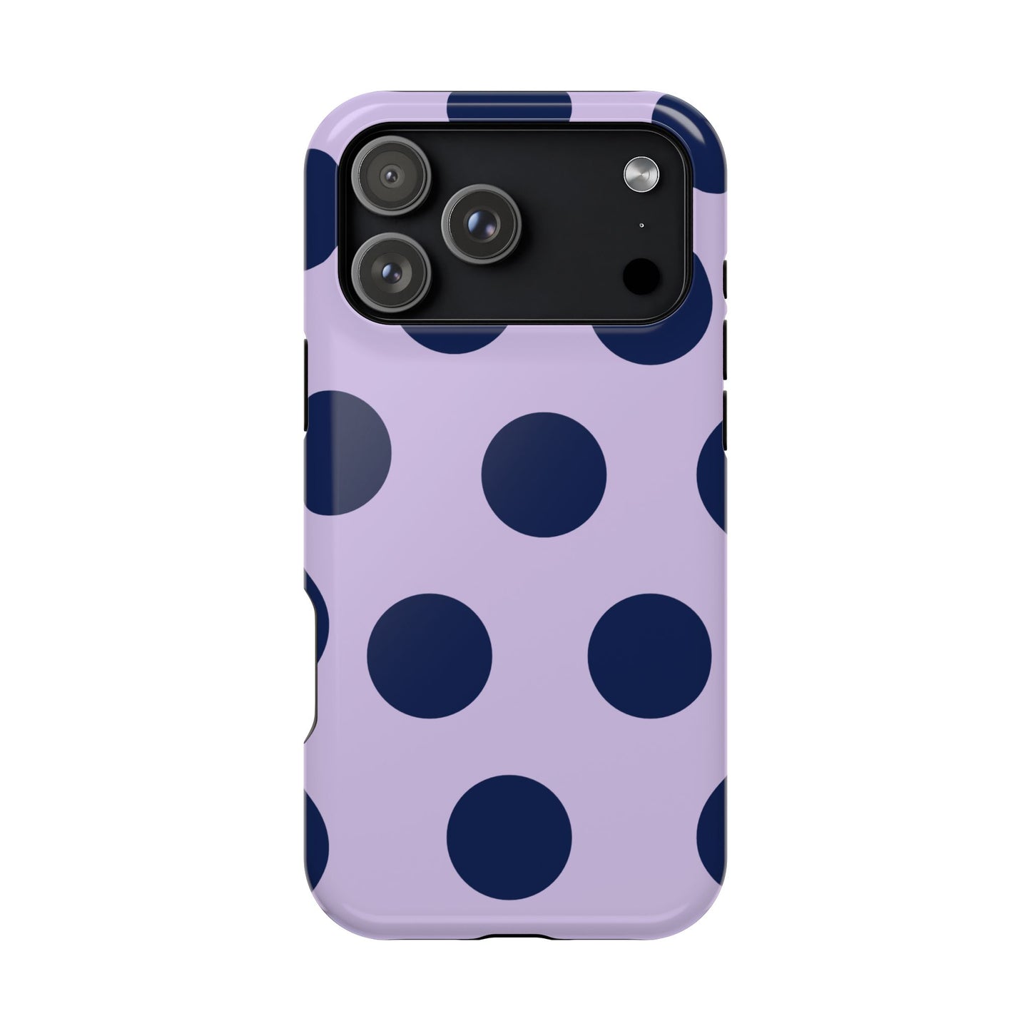Lavender Navy Large Polka Dots