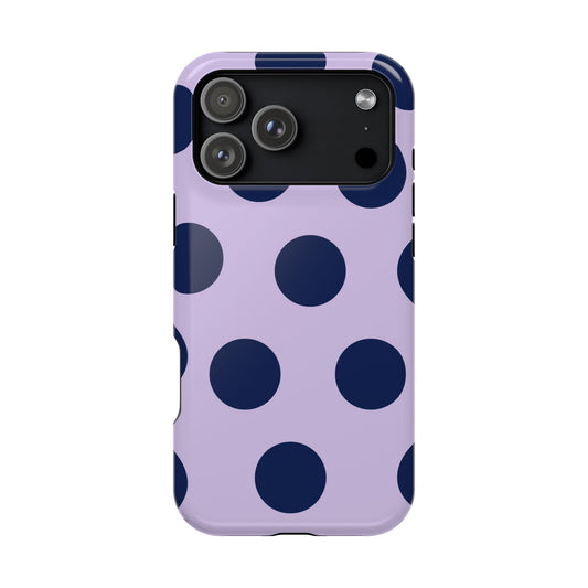 Lavender Navy Large Polka Dots