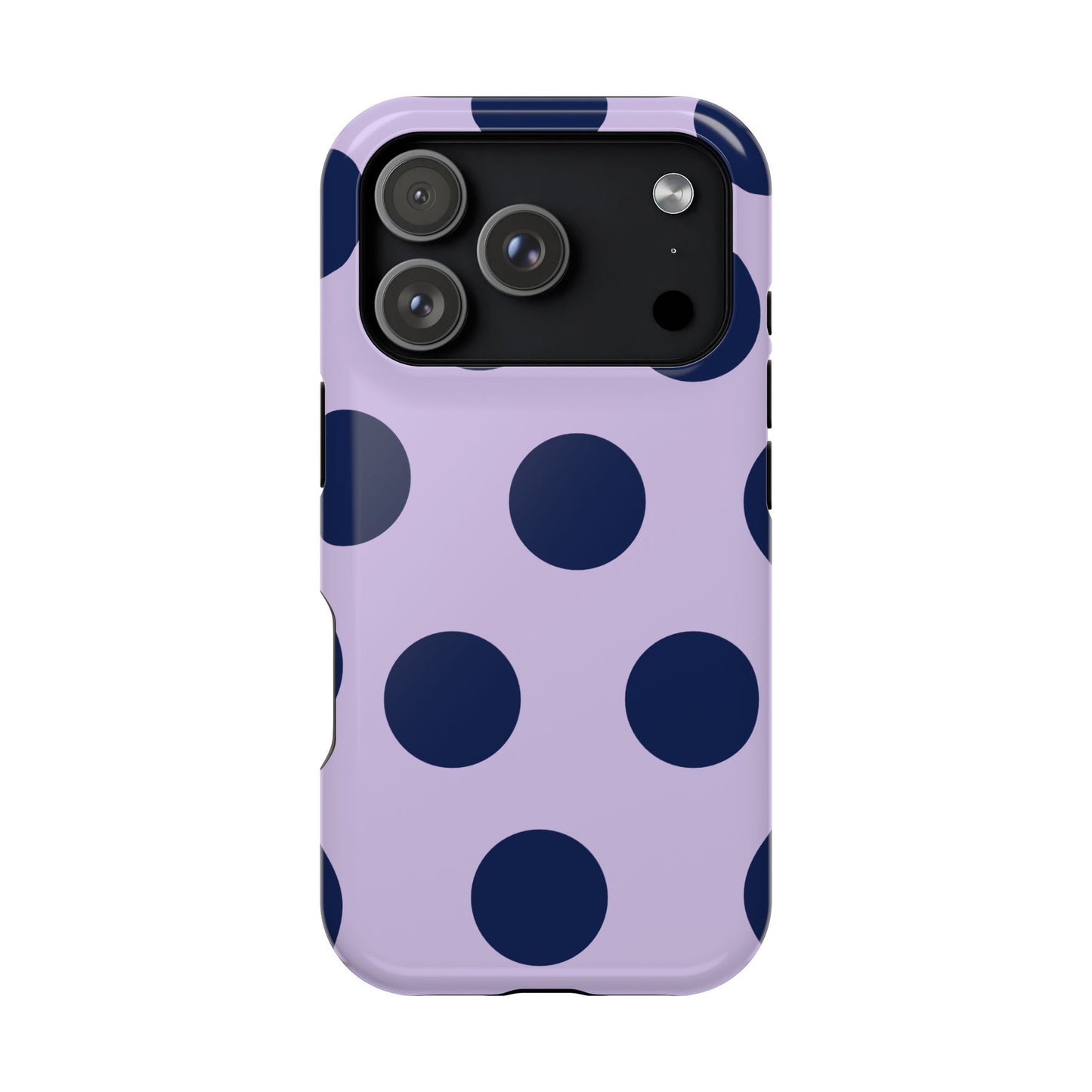 Lavender Navy Large Polka Dots