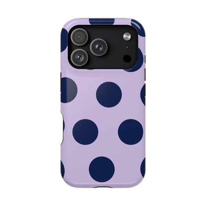 Lavender Navy Large Polka Dots