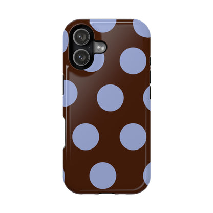 Chocolate Blue Large Polka Dots