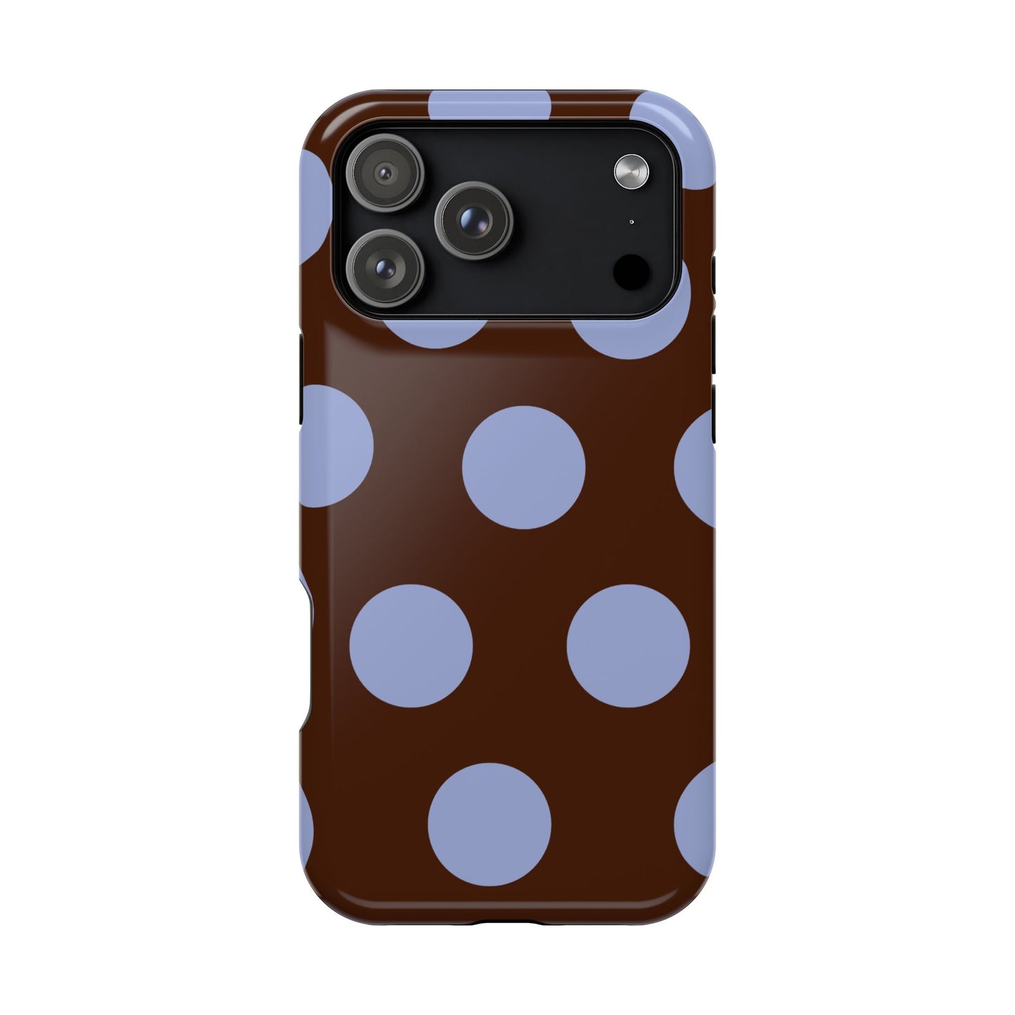 Chocolate Blue Large Polka Dots