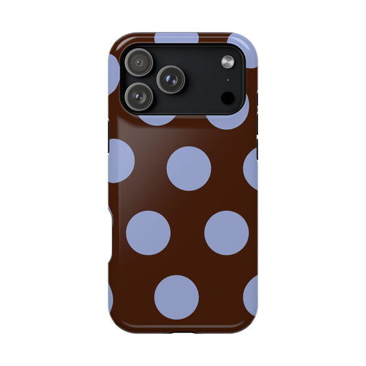 Chocolate Blue Large Polka Dots