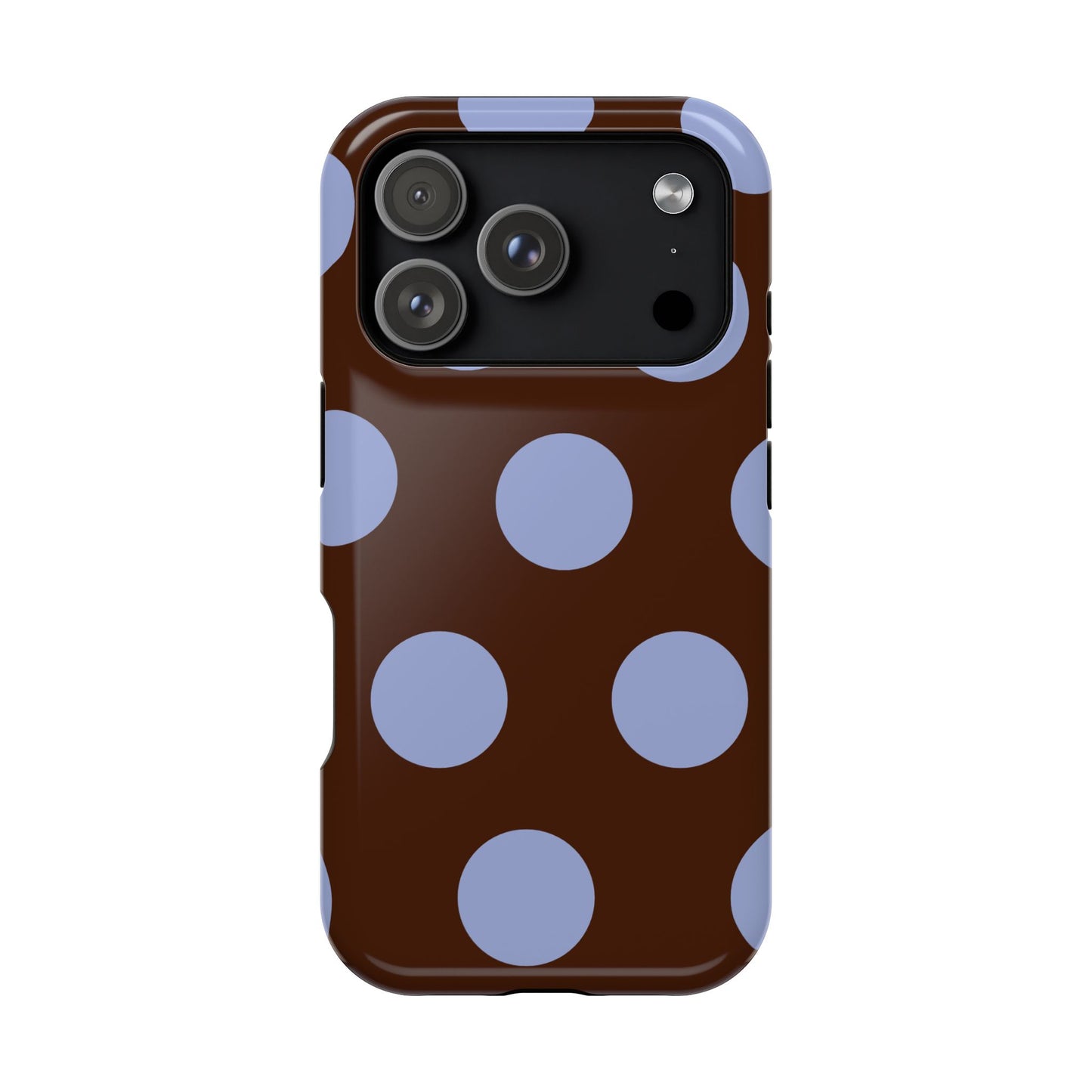 Chocolate Blue Large Polka Dots
