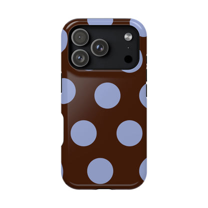 Chocolate Blue Large Polka Dots
