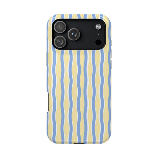 Yellow & Blue Wavy Thin Stripes