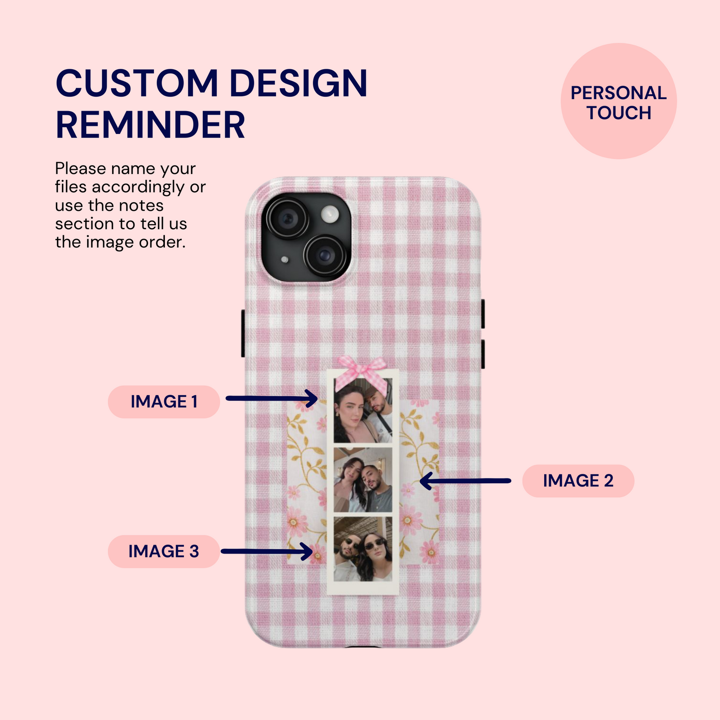 Pink Gingham PhotoStrip Custom Case