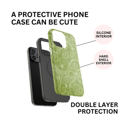 Green Y2K Swirls Case