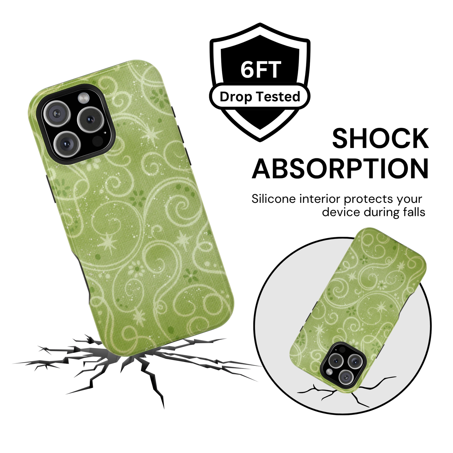 Green Y2K Swirls Case