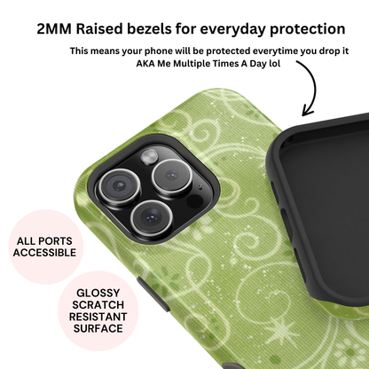 Green Y2K Swirls Case