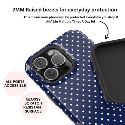 Navy Polka Dot Case
