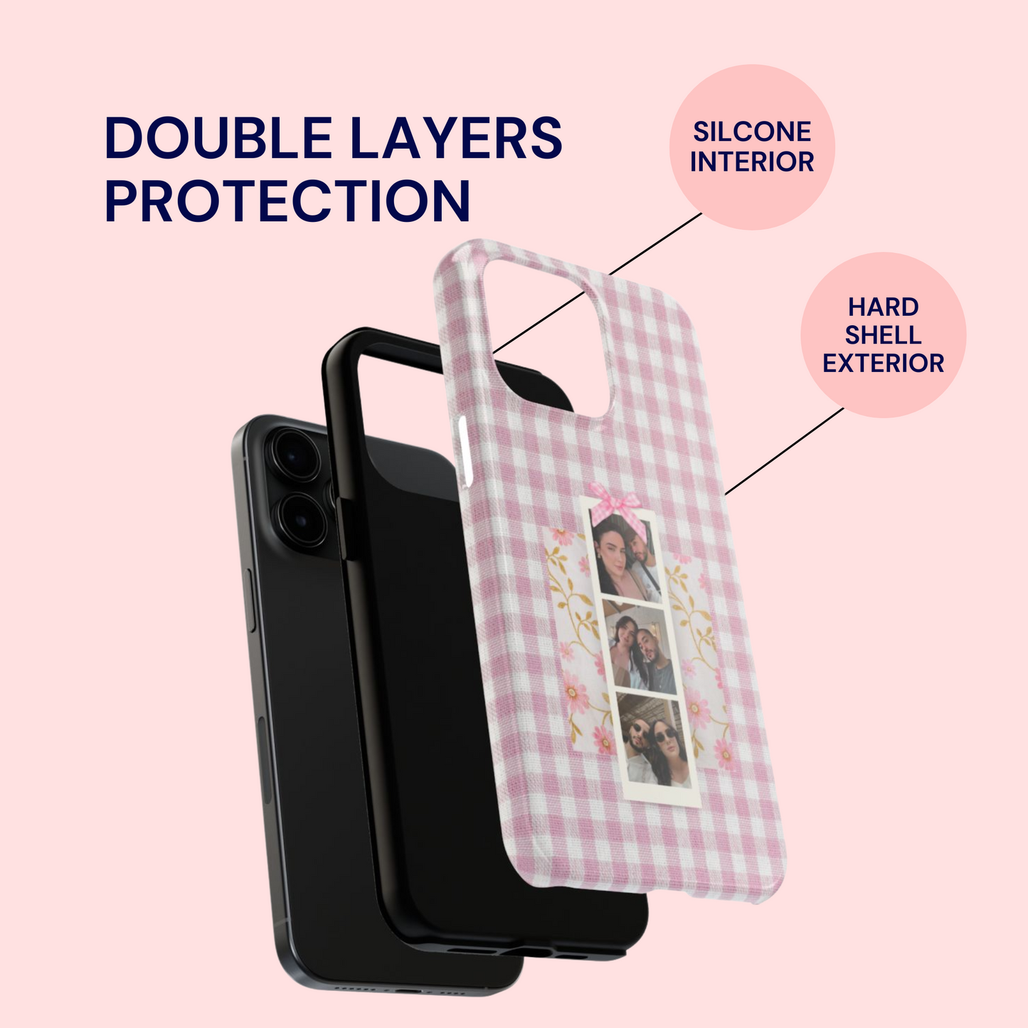 Pink Gingham PhotoStrip Custom Case