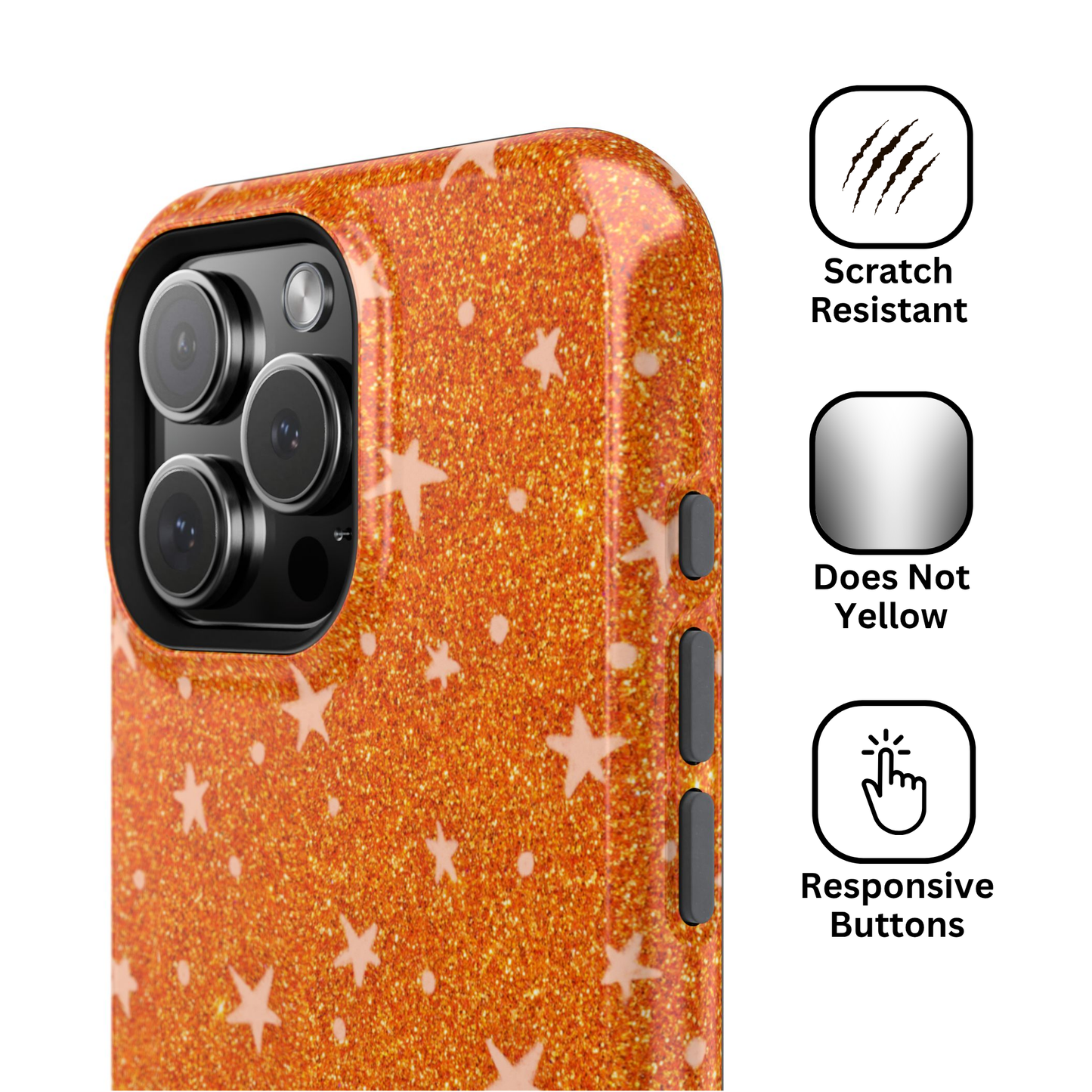 Orange Stars Glitter