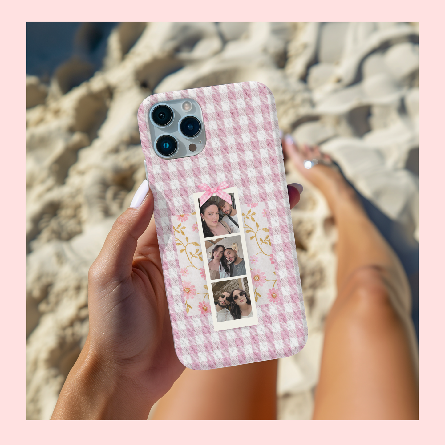 Pink Gingham PhotoStrip Custom Case