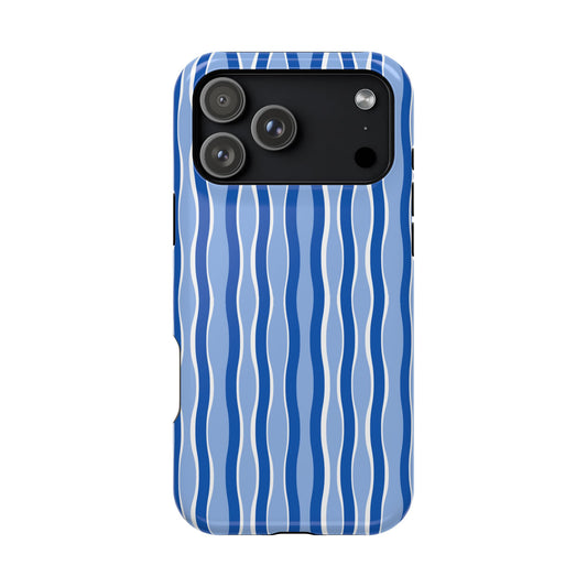 Blue Wavy Thin Stripes