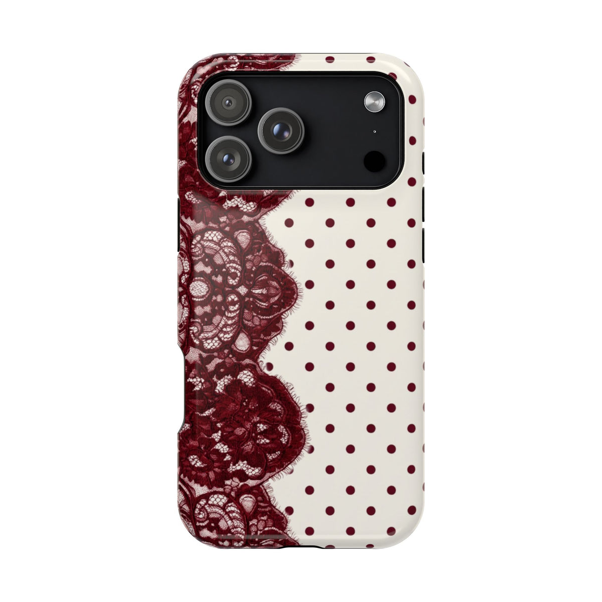 Chic Red Polka Dot & Lace (Left)