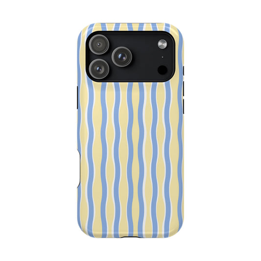 Yellow & Blue Wavy Thin Stripes