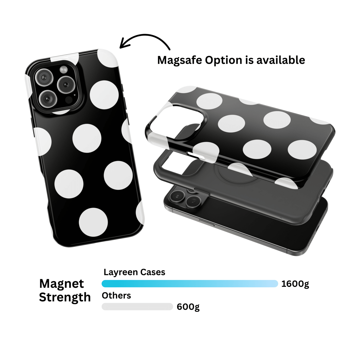 Black White Large Polka Dots - Layreen Cases