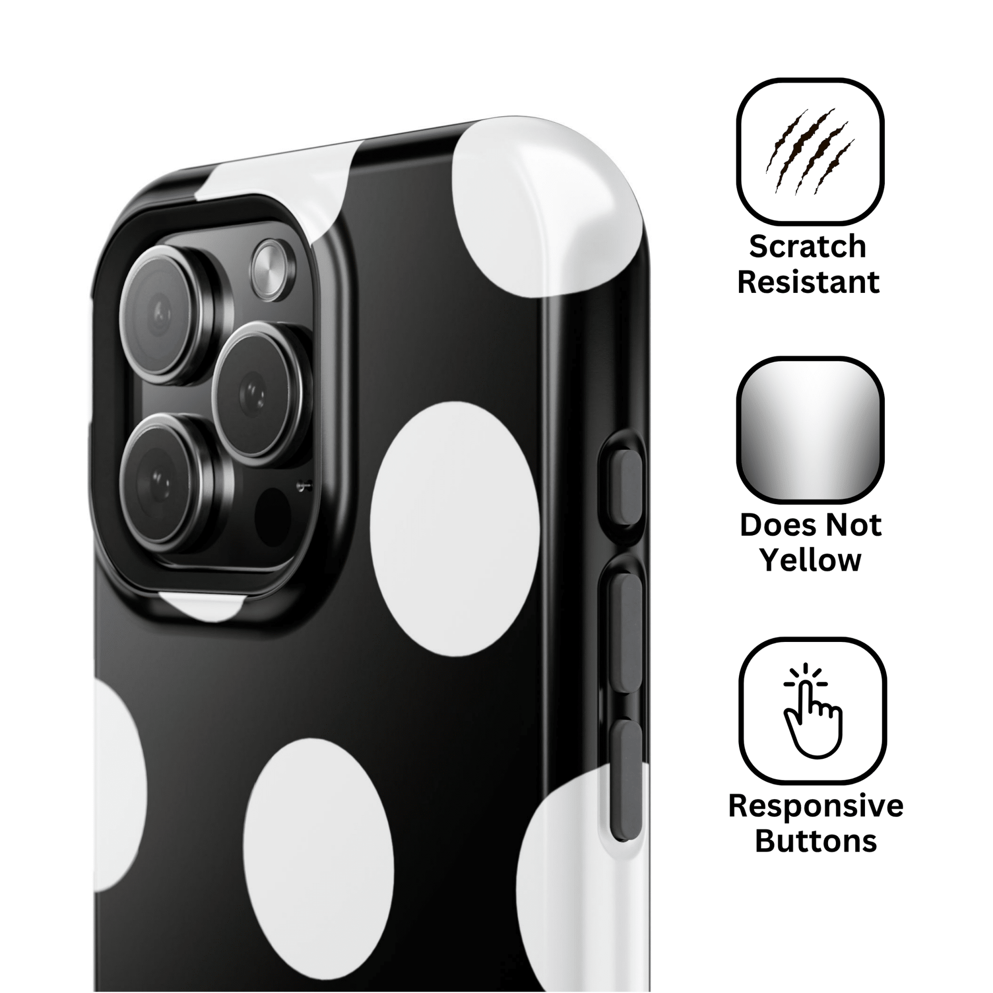 Black White Large Polka Dots - Layreen Cases