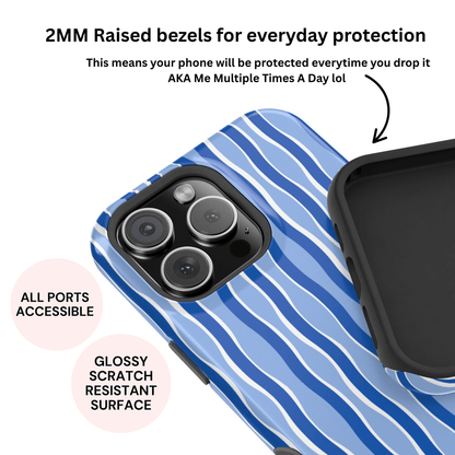 Blue Wavy Thin Stripes - Layreen Cases