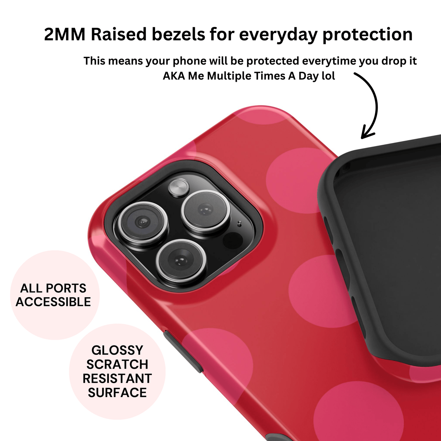 Cherry Pink Large Polka Dots - Layreen Cases