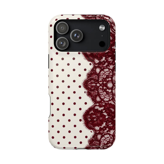 Chic Red Polka Dot & Lace (Right) - Layreen Cases