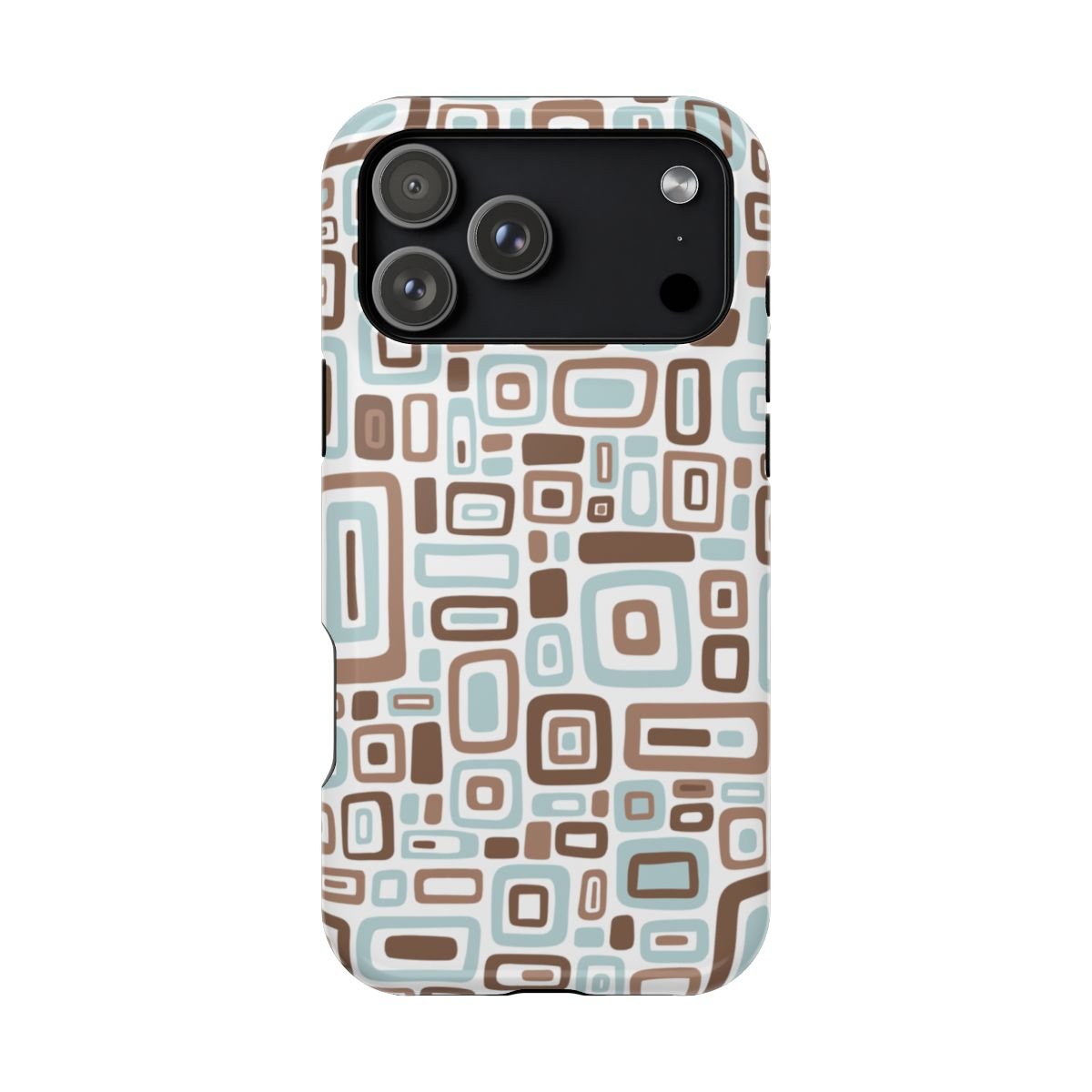 Chocolate Aqua Shapes 2000s Pattern - Layreen Cases
